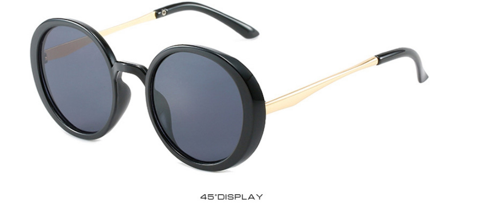 Fashion Upper Black And Lower Tea Frame Double Gray Piece Metal Round Frame Sunglasses,Women Sunglasses