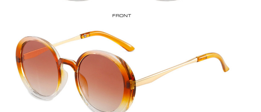 Fashion Upper Black And Lower Bean Curd Double Tea Slices Metal Round Frame Sunglasses,Women Sunglasses