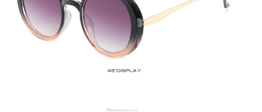 Fashion Upper Black And Lower Tea Frame Double Gray Piece Metal Round Frame Sunglasses,Women Sunglasses