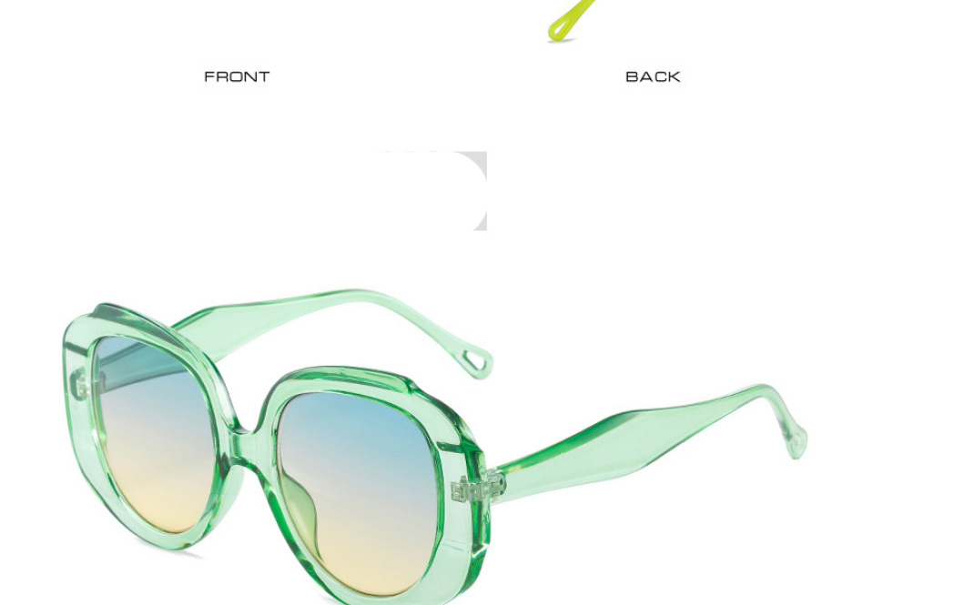 Fashion Green Frame Green Yellow Film Large Frame Sunglasses With Rhombus Temples,Women Sunglasses