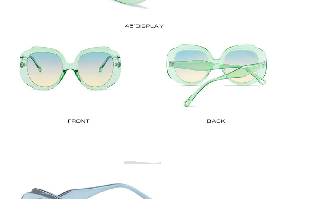 Fashion Green Frame Green Yellow Film Large Frame Sunglasses With Rhombus Temples,Women Sunglasses