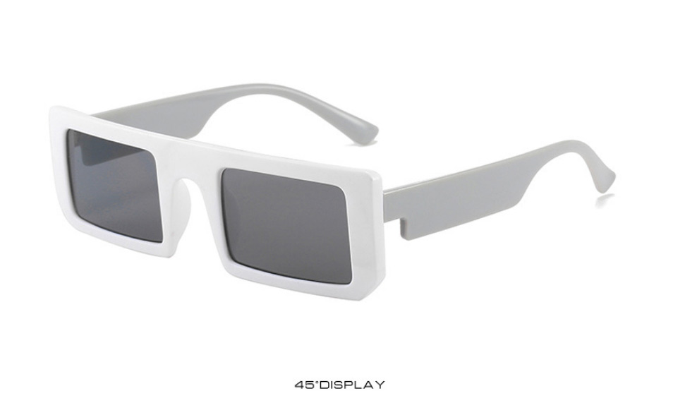 Fashion White Frame All Gray Film Square Frame Sunglasses,Women Sunglasses