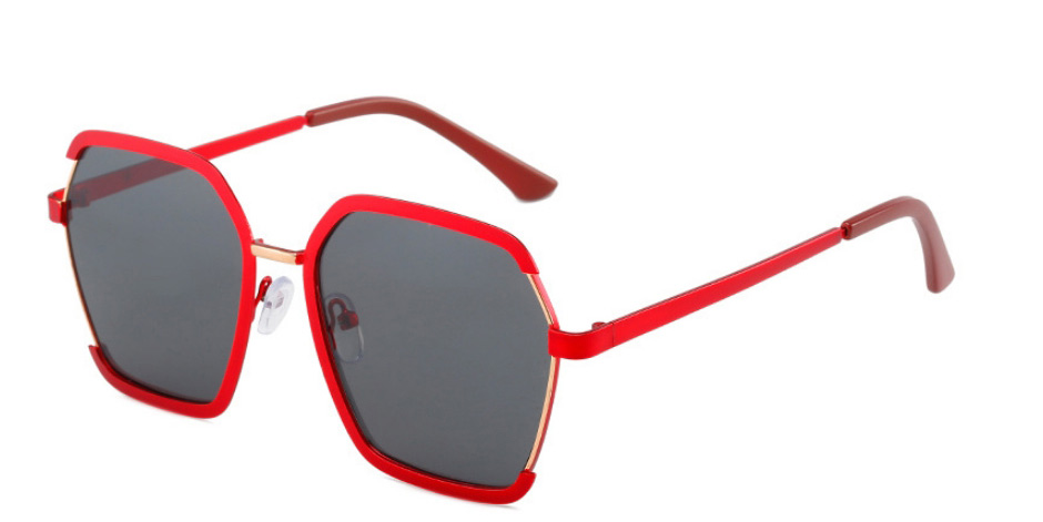 Fashion Black Frame Gray Powder Tablets Metal Two-tone Paint Gradient Sunglasses,Women Sunglasses
