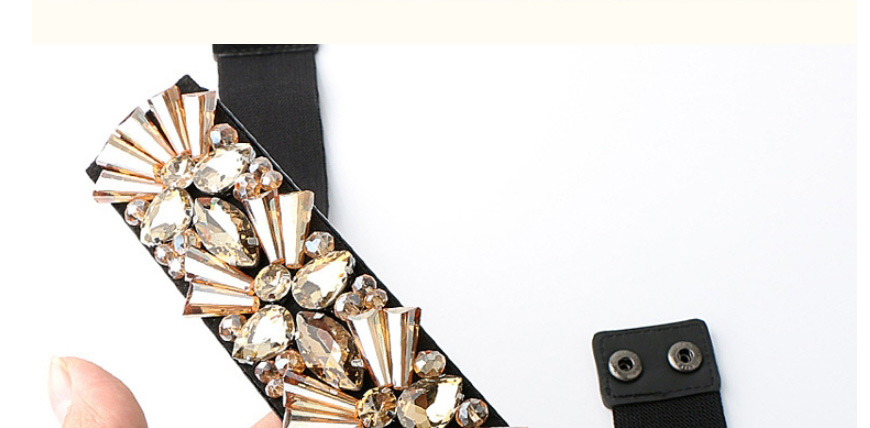 Fashion Champagne Crystal Diamond Wide Band Belt,Wide belts