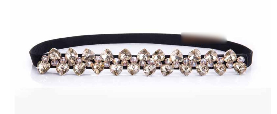 Fashion Champagne Crystal And Diamond Thin-edged Belt,Thin belts
