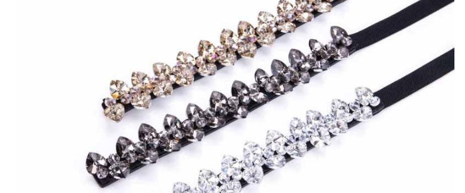 Fashion Black Crystal And Diamond Thin-edged Belt,Thin belts