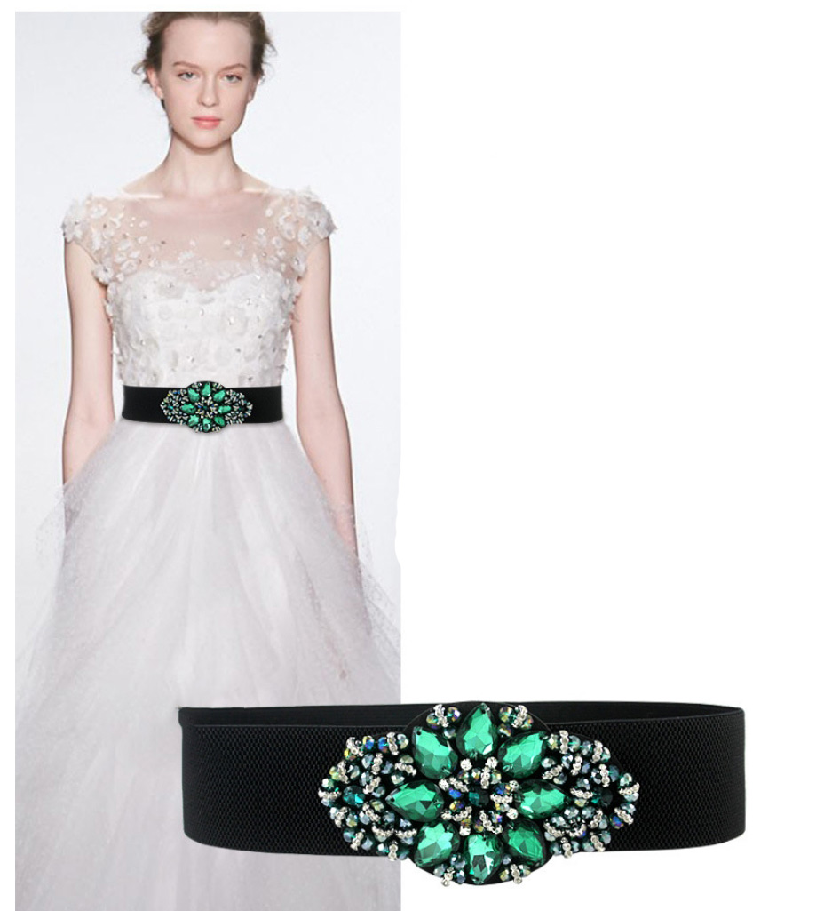 Fashion Green Crystal Diamond Wide Band Belt,Wide belts