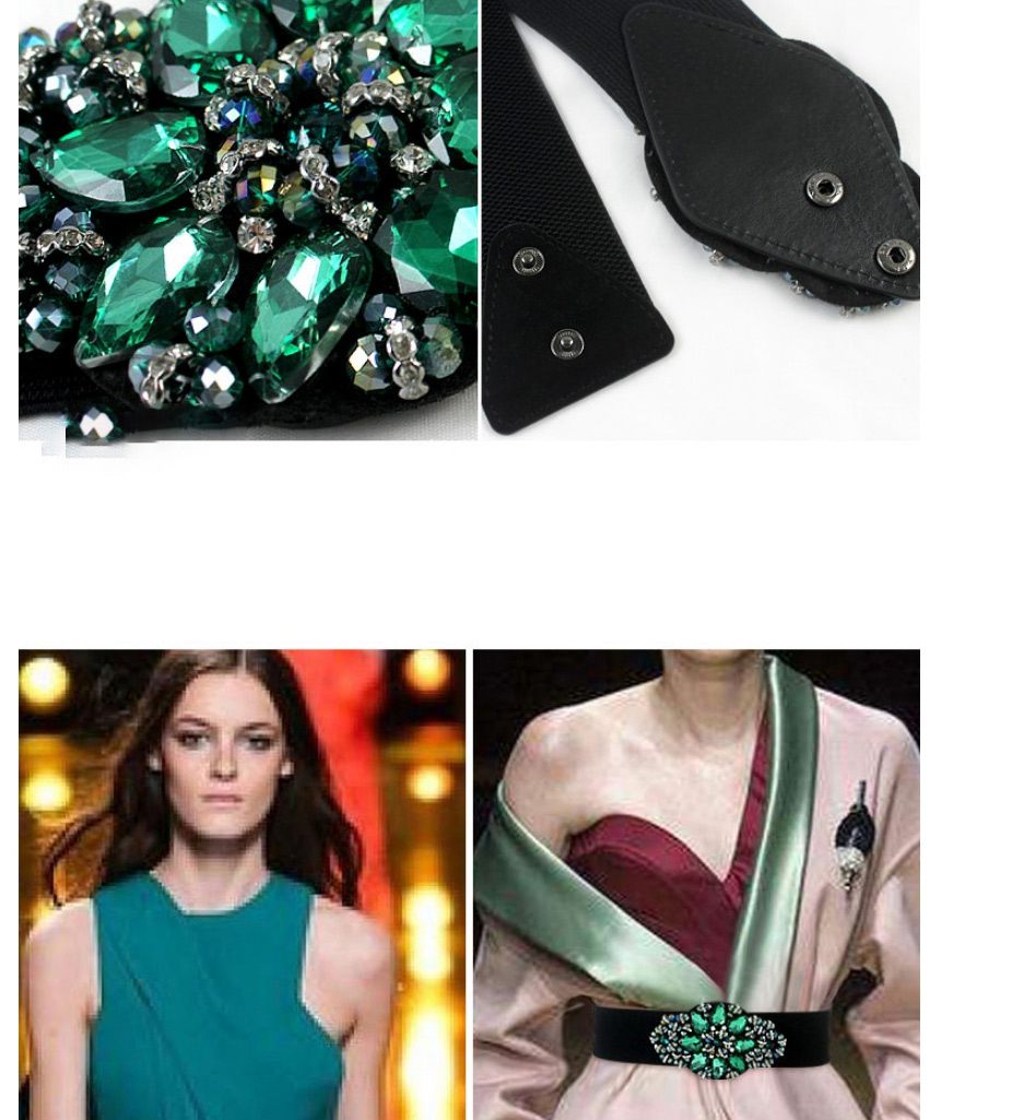 Fashion Green Crystal Diamond Wide Band Belt,Wide belts