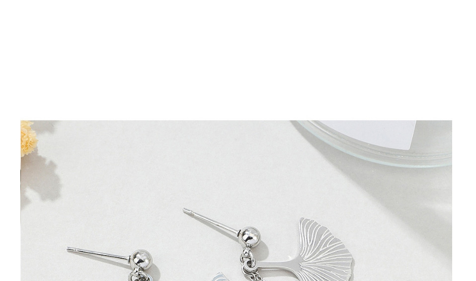 Fashion Steel Color Stainless Steel Fan-shaped Tassel Earrings,Earrings