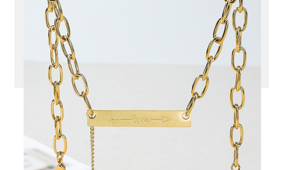 Fashion Gold Color Stainless Steel Letter Square Necklace,Necklaces
