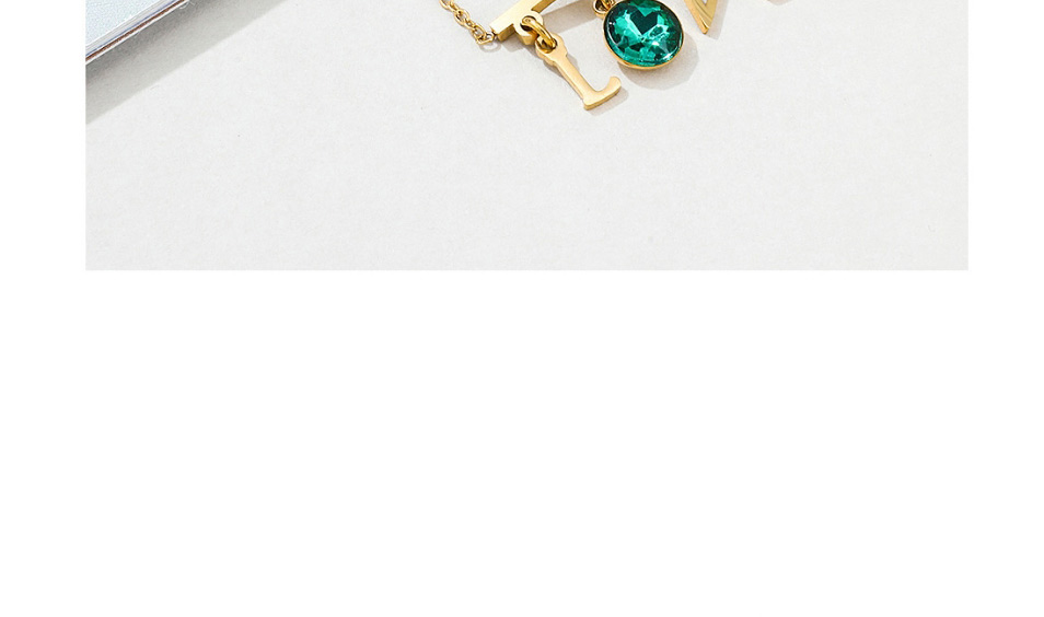 Fashion Green Diamond Stainless Steel Color Diamond Letter Bracelet,Bracelets