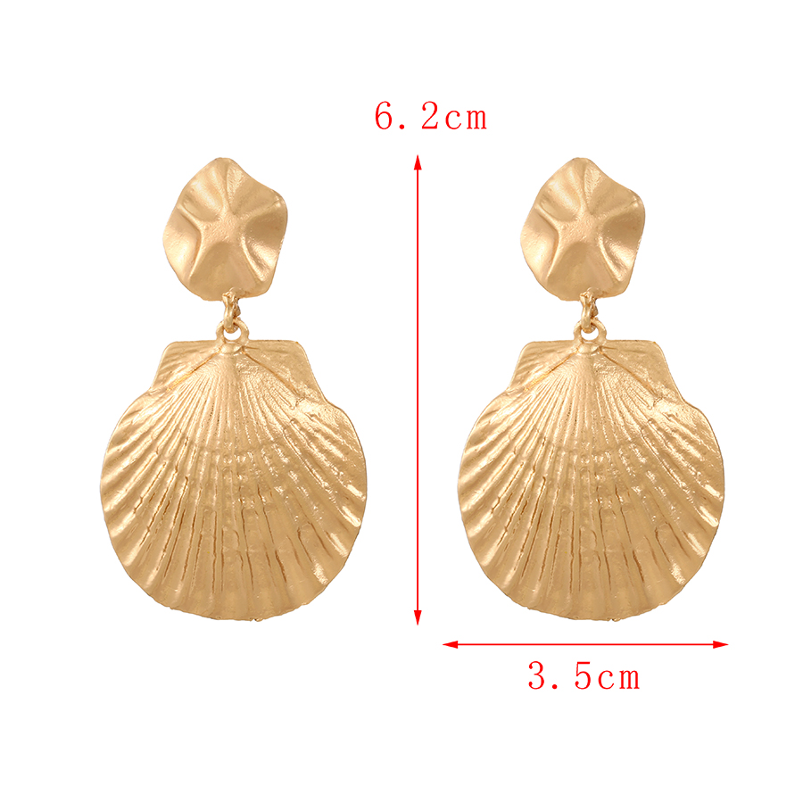 Fashion Gold Alloy Shell Fan Stud Earrings,Stud Earrings