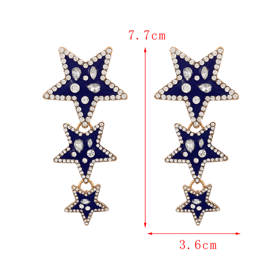 Fashion Black Alloy Diamond Five-pointed Star Stud Earrings,Stud Earrings
