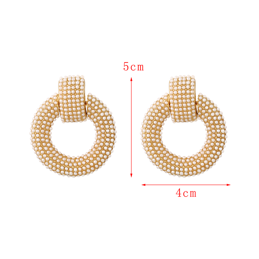Fashion Gold Alloy Pearl Round Stud Earrings,Stud Earrings