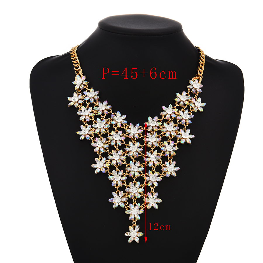 Fashion Color Alloy Diamond Flower Necklace,Pendants