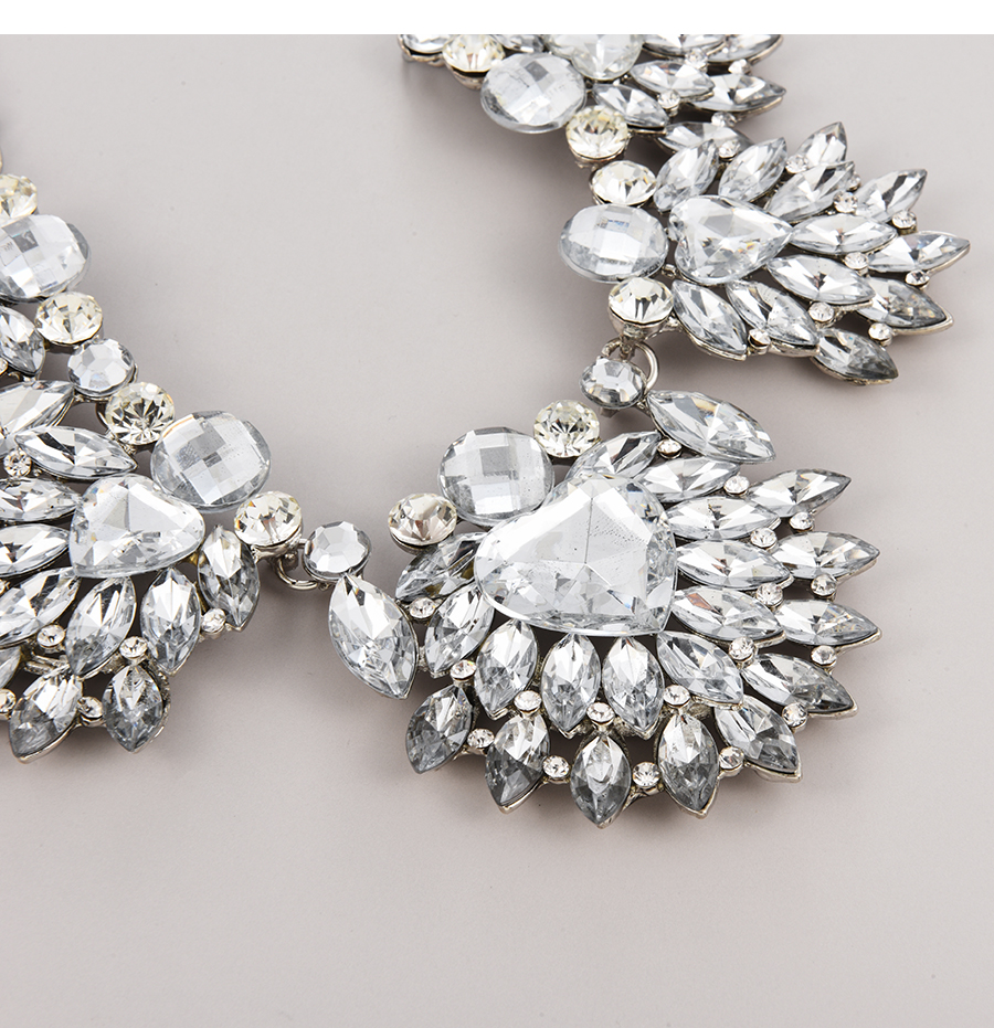 Fashion Silver Alloy Diamond Irregular Love Necklace,Pendants