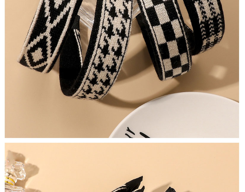 Fashion Checkerboard Black And White Checkerboard Knitted Headband,Head Band