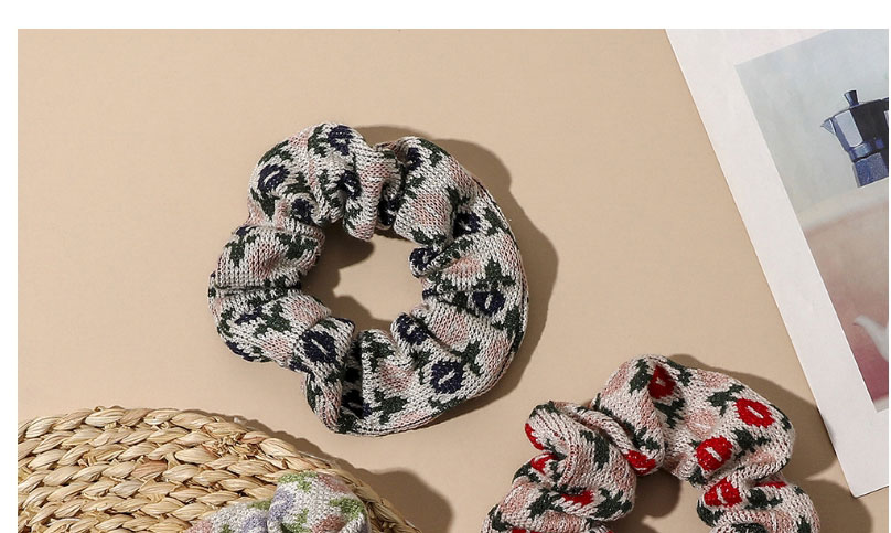 Fashion Blue Knitted Floral Pleated Hair Tie,Hair Ring