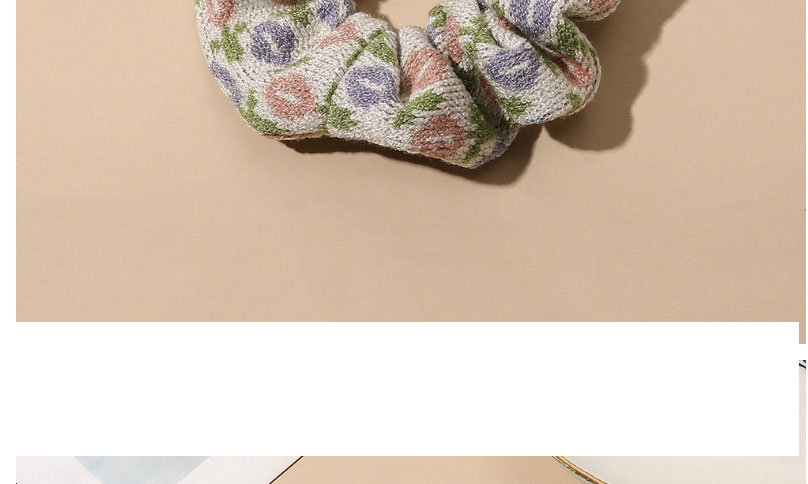 Fashion Light Green Knitted Floral Pleated Hair Tie,Hair Ring