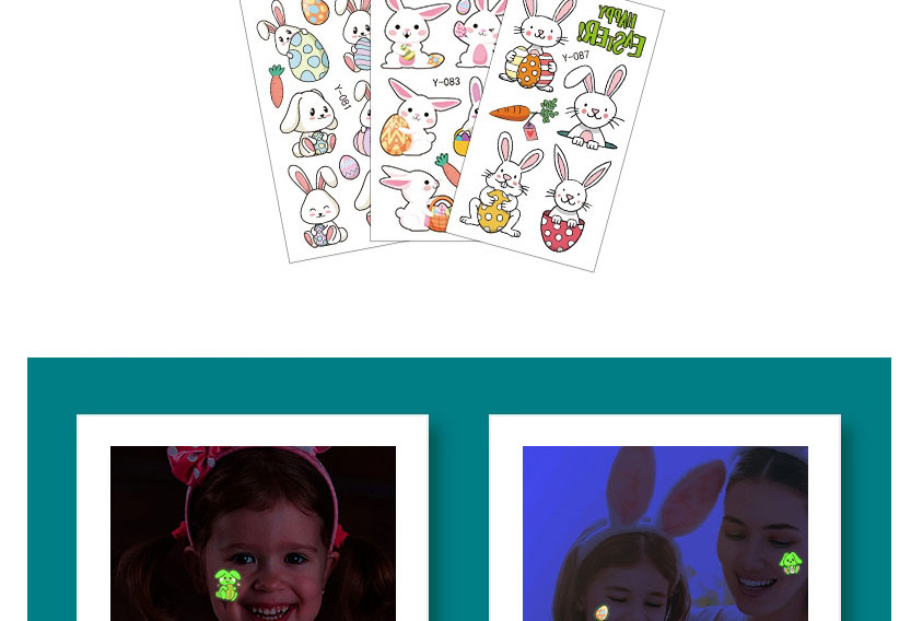 Fashion Y-088 Children Cartoon Bunny Egg Luminous Tattoo Stickers,Stickers/Tape