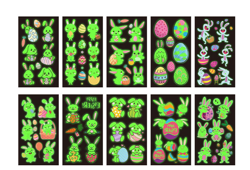 Fashion Y-082 Children Cartoon Bunny Egg Luminous Tattoo Stickers,Stickers/Tape