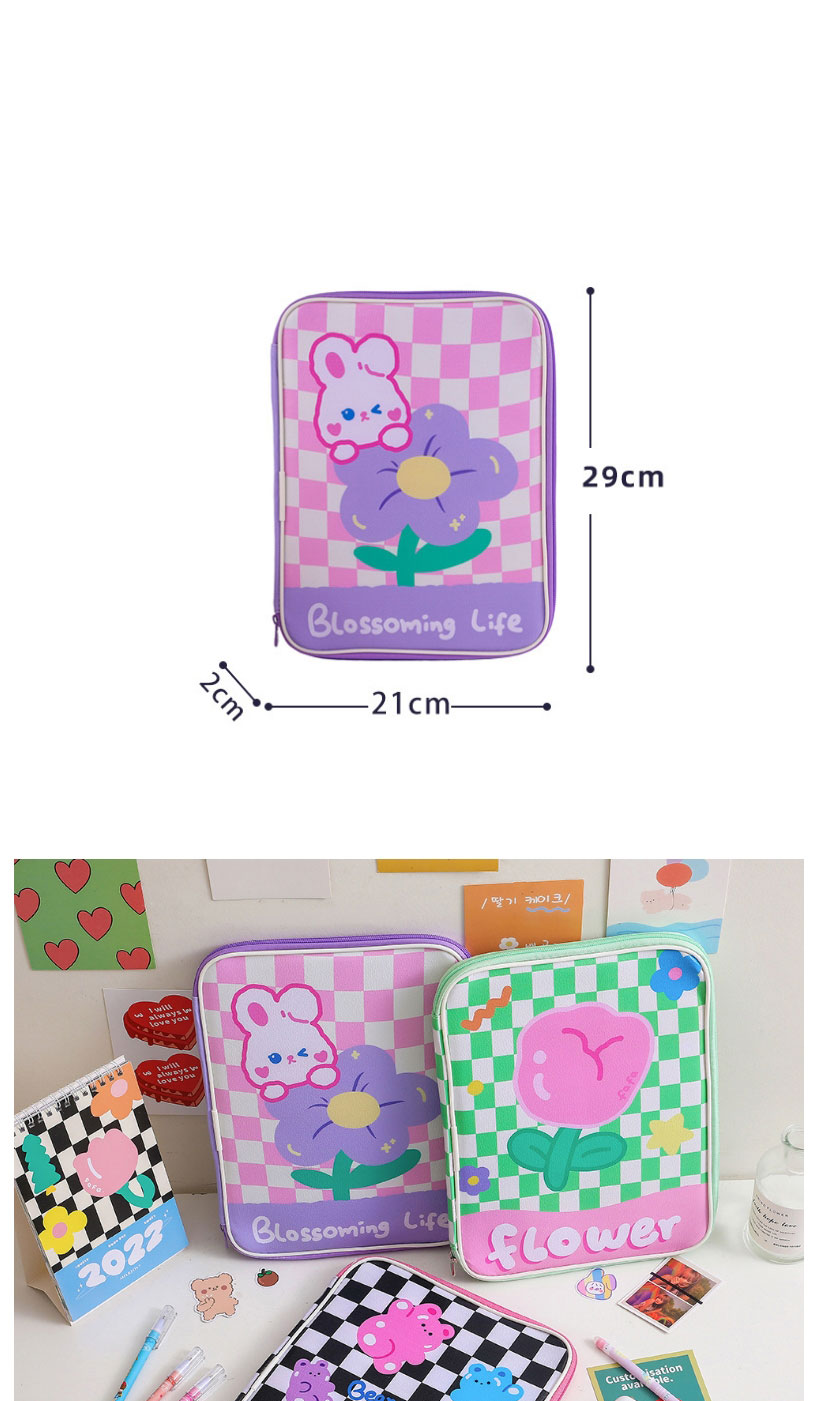 Fashion Purple Grid (universal 9.7-10.2-11 Inch Ipad) Cartoon Checkerboard Flat Storage Bag,Pencil Case/Paper Bags
