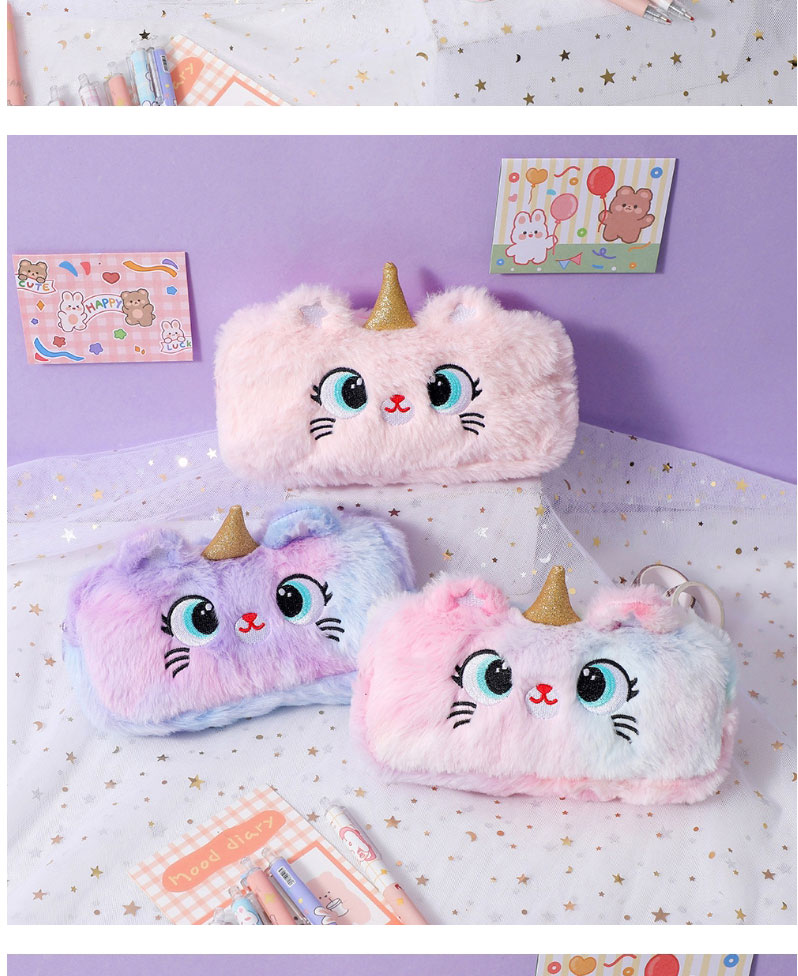 Fashion Pastel Cartoon Plush Pencil Case With Sharp Corners And Big Eyes,Pencil Case/Paper Bags