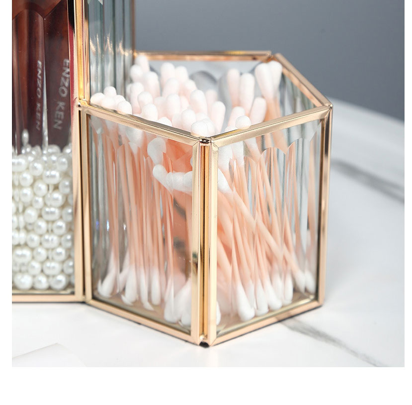 Fashion Transparent Geometric Glass Cosmetic Brush Storage Box,Phone Hlder
