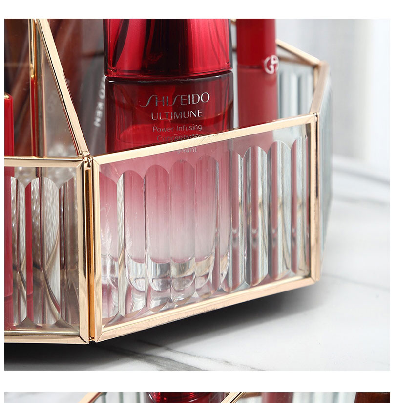 Fashion Transparent Metal Rim Transparent Rotating Makeup Tool Storage Box,Phone Hlder