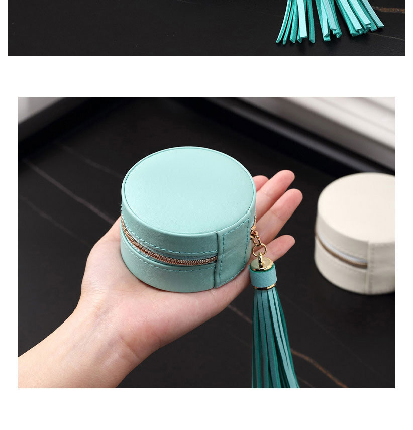 Fashion Blue Pu Leather Round Zipper Jewelry Carrying Case,Phone Hlder