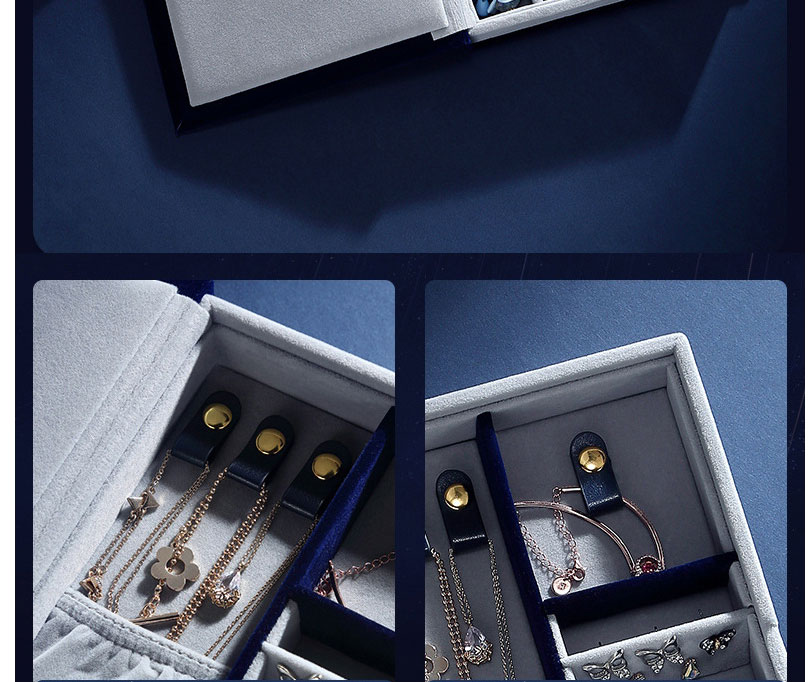 Fashion Blue Unicorn Cartoon Book Clamshell Multifunctional Storage Box,Phone Hlder