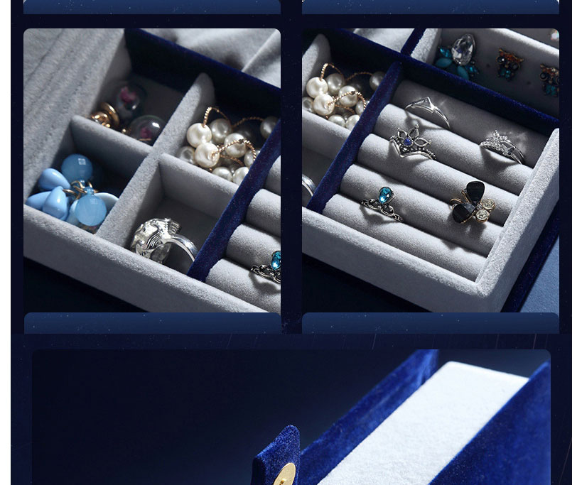 Fashion Blue Unicorn Cartoon Book Clamshell Multifunctional Storage Box,Phone Hlder