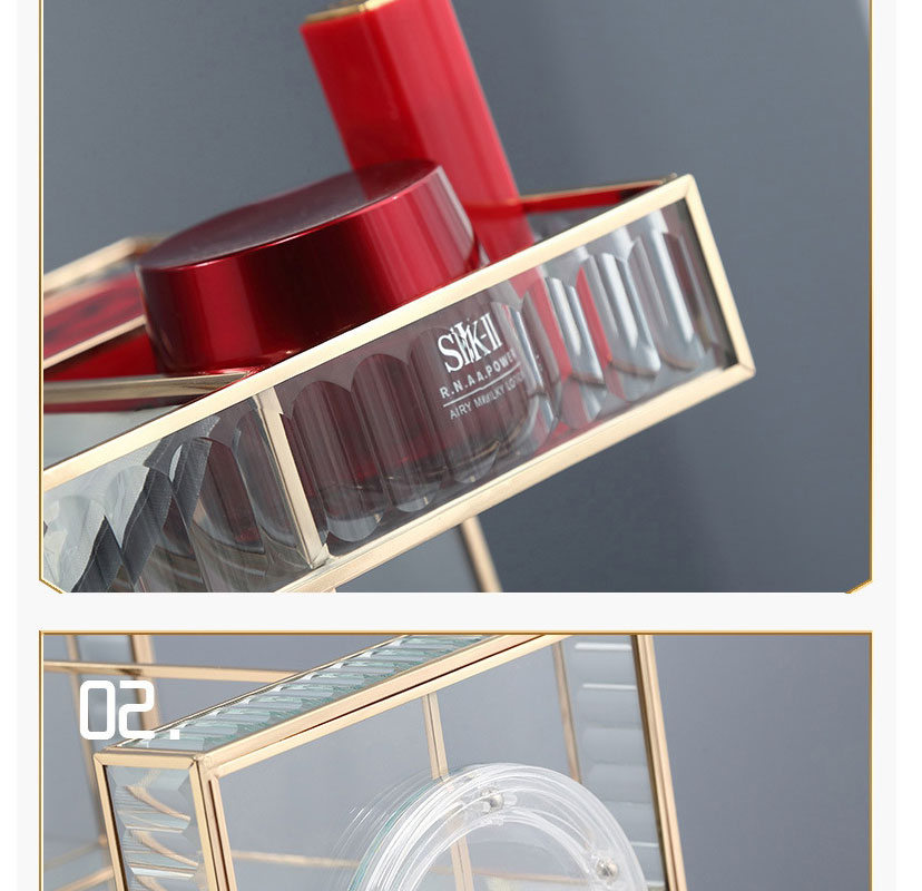 Fashion Transparent Double Glass Rotating Storage Rack,Phone Hlder
