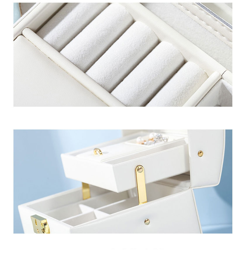 Fashion White Pu Drawer Type Three-layer Storage Box,Phone Hlder