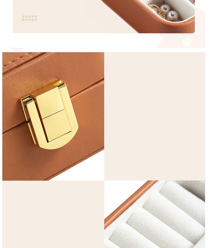 Fashion Brown Pu Leather Clamshell Storage Box,Phone Hlder