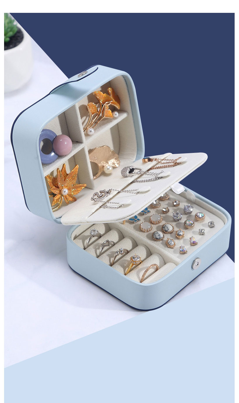 Fashion Blue Leather Jewelry Storage Box,Phone Hlder