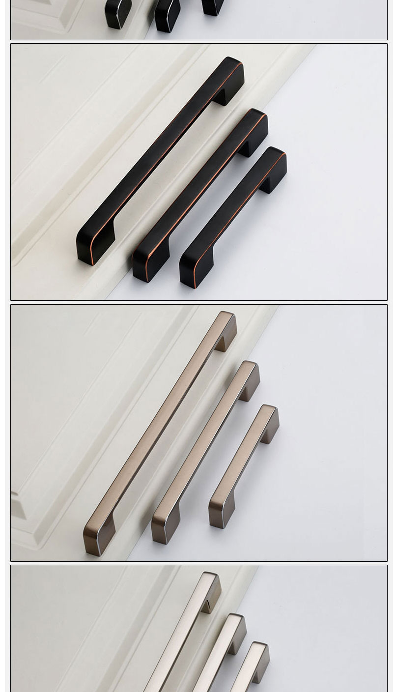Fashion Black 6050-single Hole Zinc Alloy Geometric Drawer Wardrobe Door Handle,Household goods