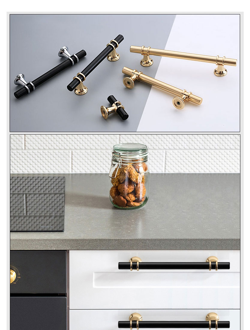 Fashion Brushed Copper/rose Gold 6816a-256 Pitch Zinc Alloy Geometric Drawer Wardrobe Door Handle,Household goods