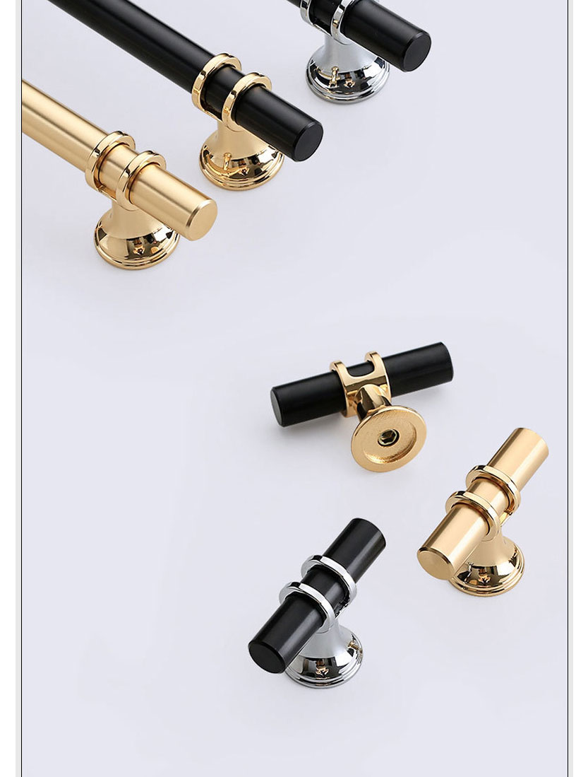Fashion Black/rose Gold 6816a-single Hole Zinc Alloy Geometric Drawer Wardrobe Door Handle,Household goods