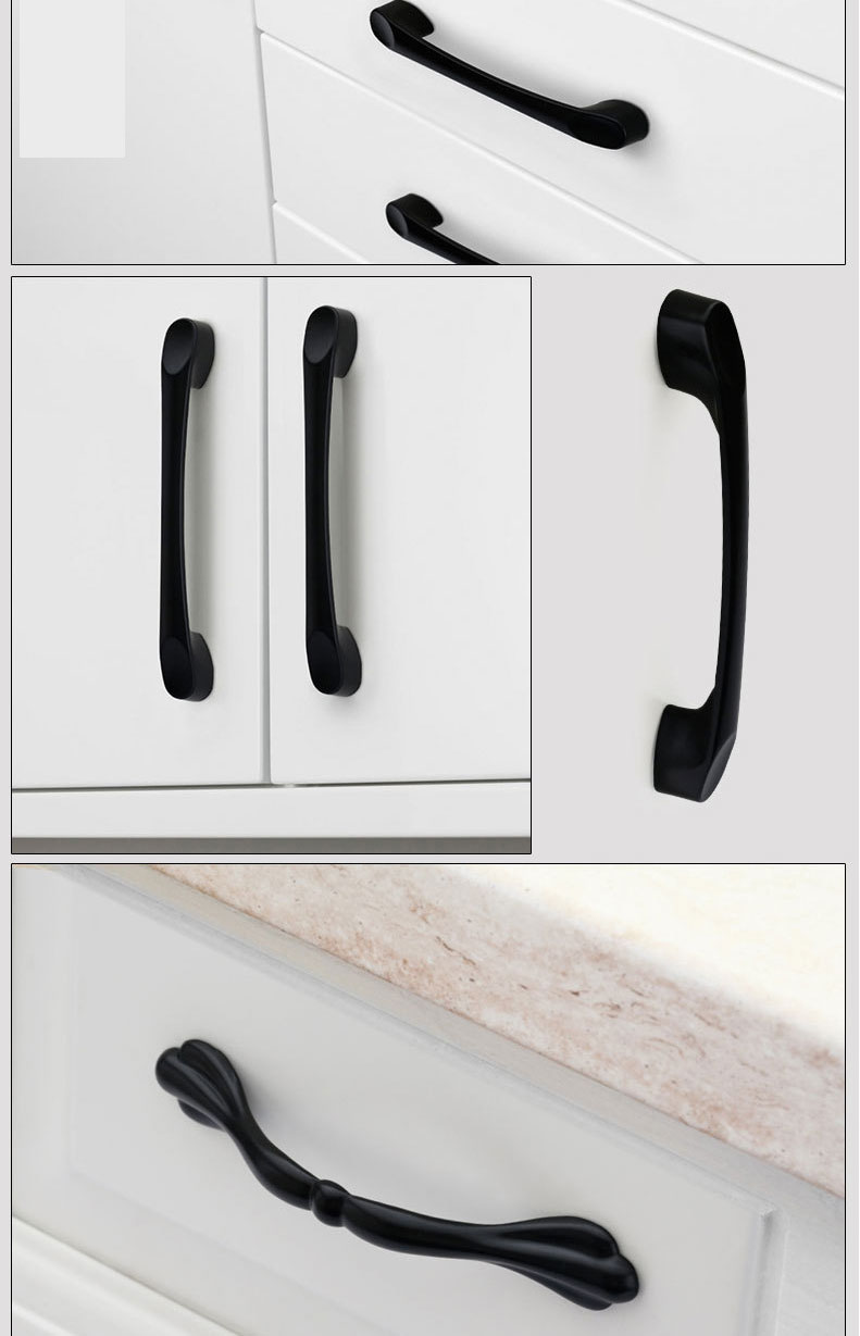 Fashion Black 6051-single Hole Zinc Alloy Geometric Drawer Wardrobe Door Handle,Household goods