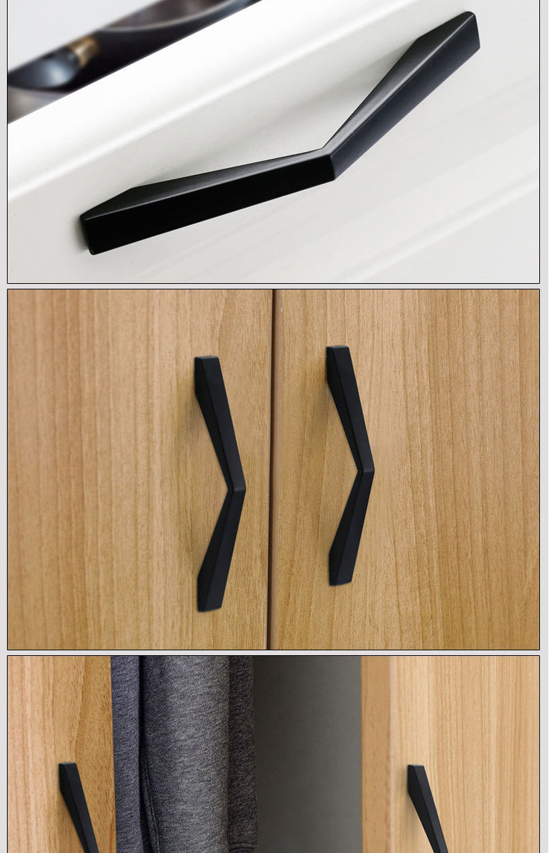 Fashion Black 1300a-64 Hole Pitch Zinc Alloy Geometric Drawer Wardrobe Door Handle,Household goods