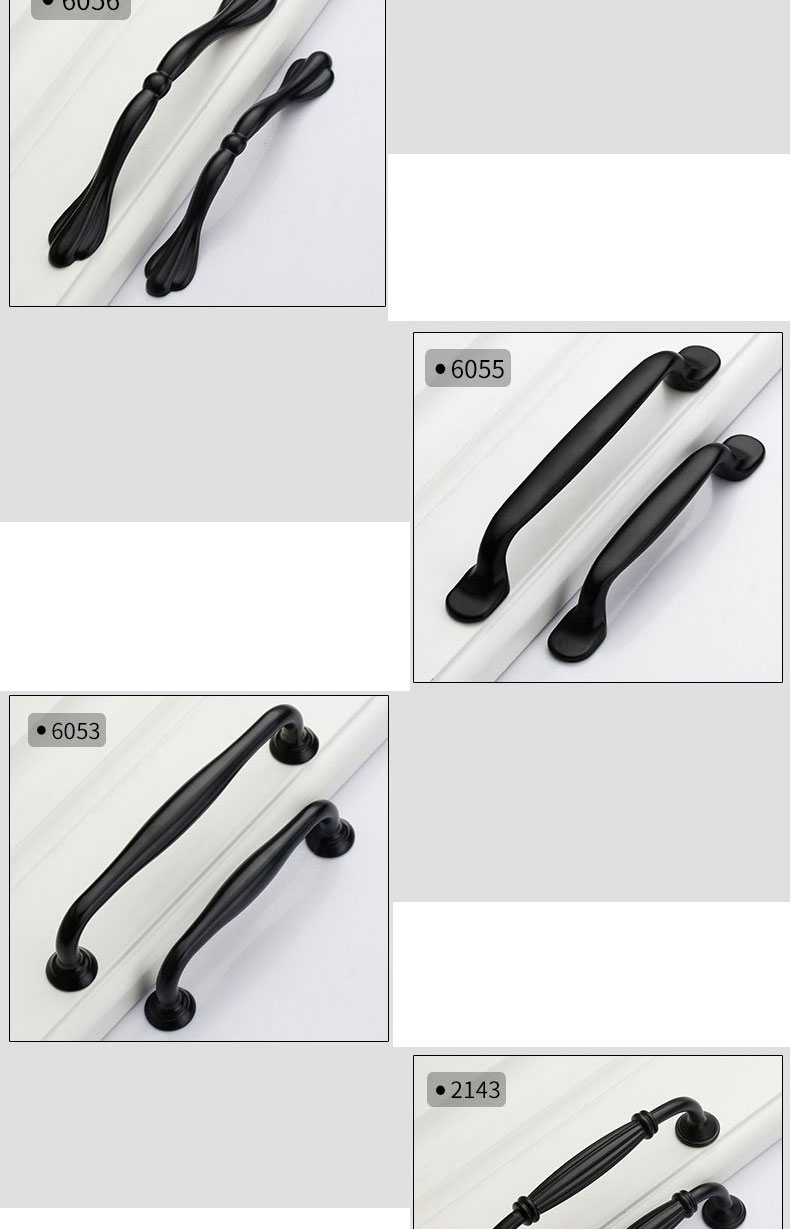 Fashion Black 6056-96 Pitch Zinc Alloy Geometric Drawer Wardrobe Door Handle,Household goods