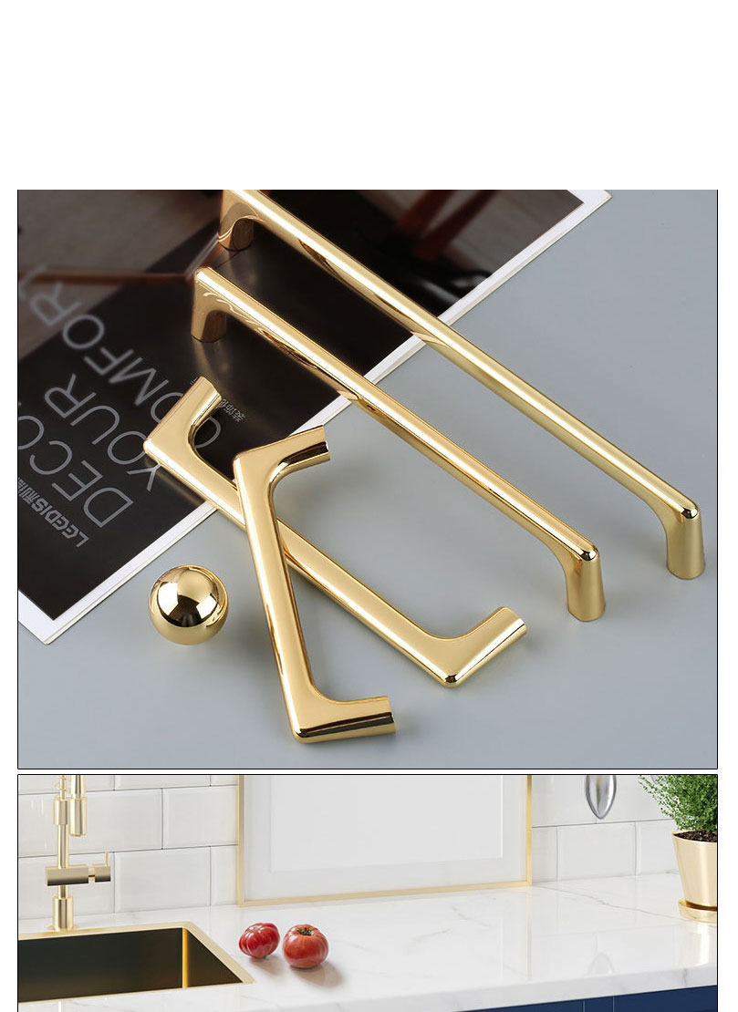 Fashion Rose Gold 1300a-64 Hole Pitch Zinc Alloy Geometric Drawer Wardrobe Door Handle,Household goods