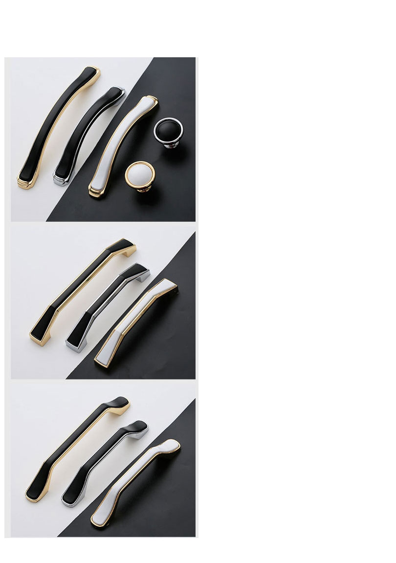 Fashion Black/japanese Gold 6355-64 Pitch Zinc Alloy Geometric Drawer Wardrobe Door Handle,Household goods
