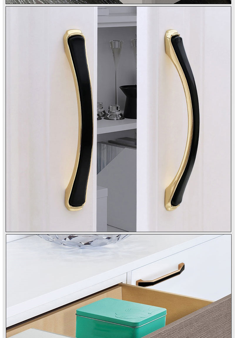 Fashion White/japanese Gold 6355-64 Pitch Zinc Alloy Geometric Drawer Wardrobe Door Handle,Household goods