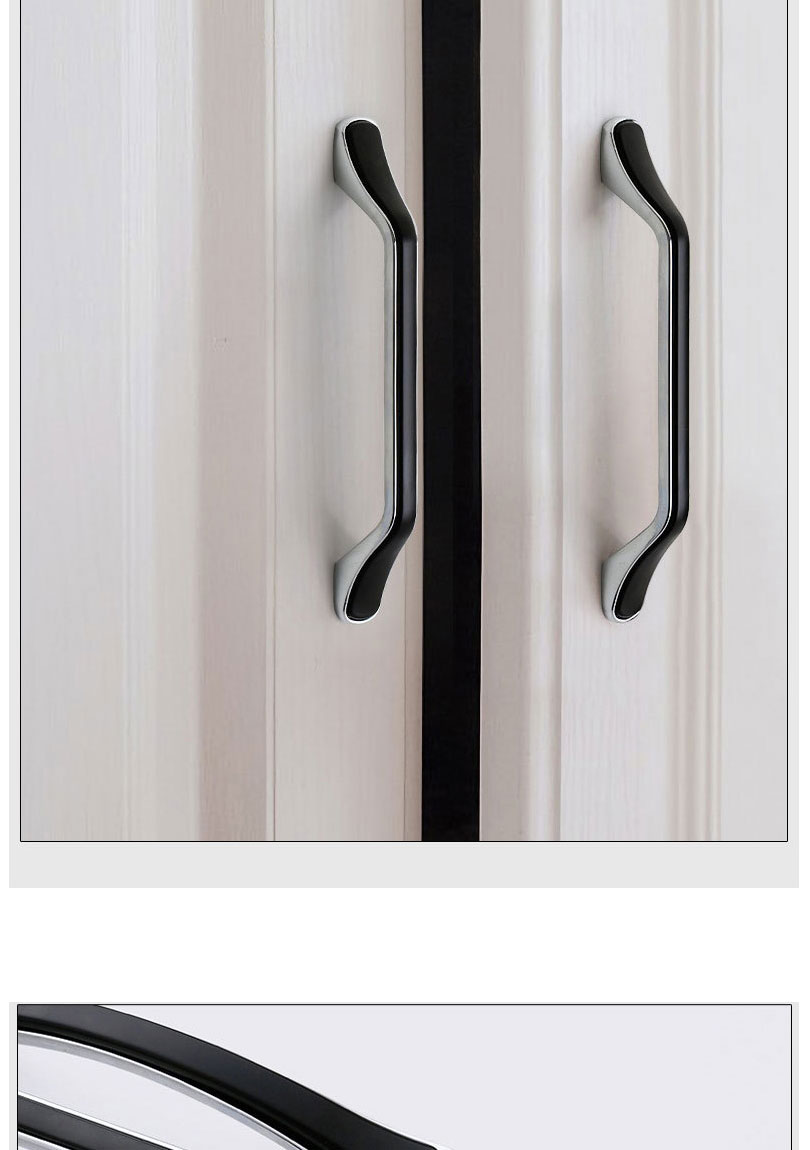 Fashion Black/chrome 6329-128 Pitch Zinc Alloy Geometric Drawer Wardrobe Door Handle,Household goods