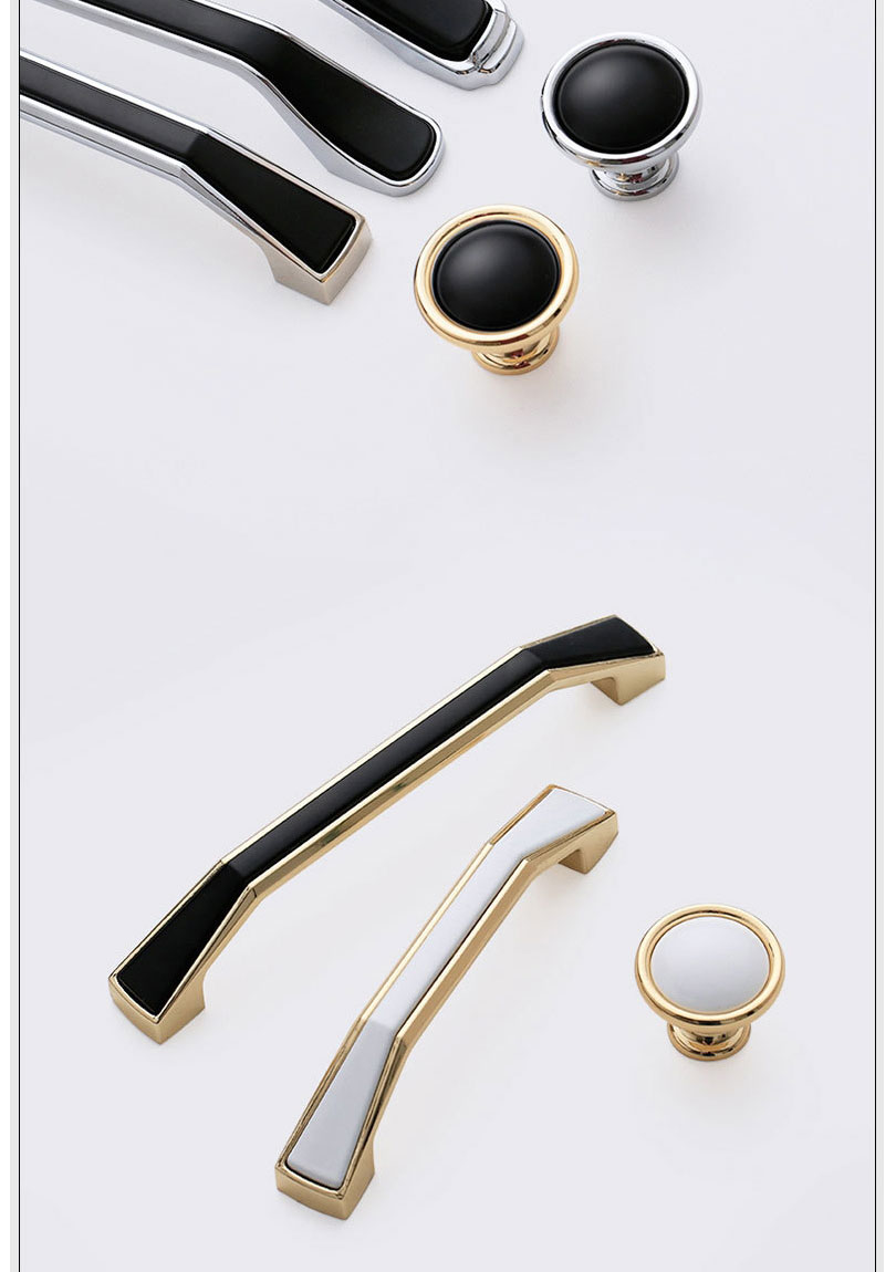 Fashion White/japanese Gold 6355-64 Pitch Zinc Alloy Geometric Drawer Wardrobe Door Handle,Household goods
