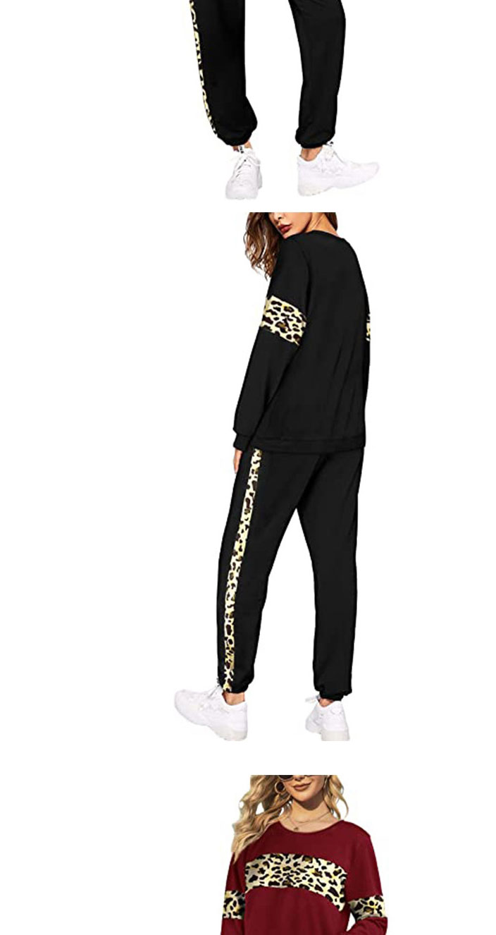 Fashion Black Round Neck Long-sleeved Top Lace Trousers Suit,ACTIVEWEAR