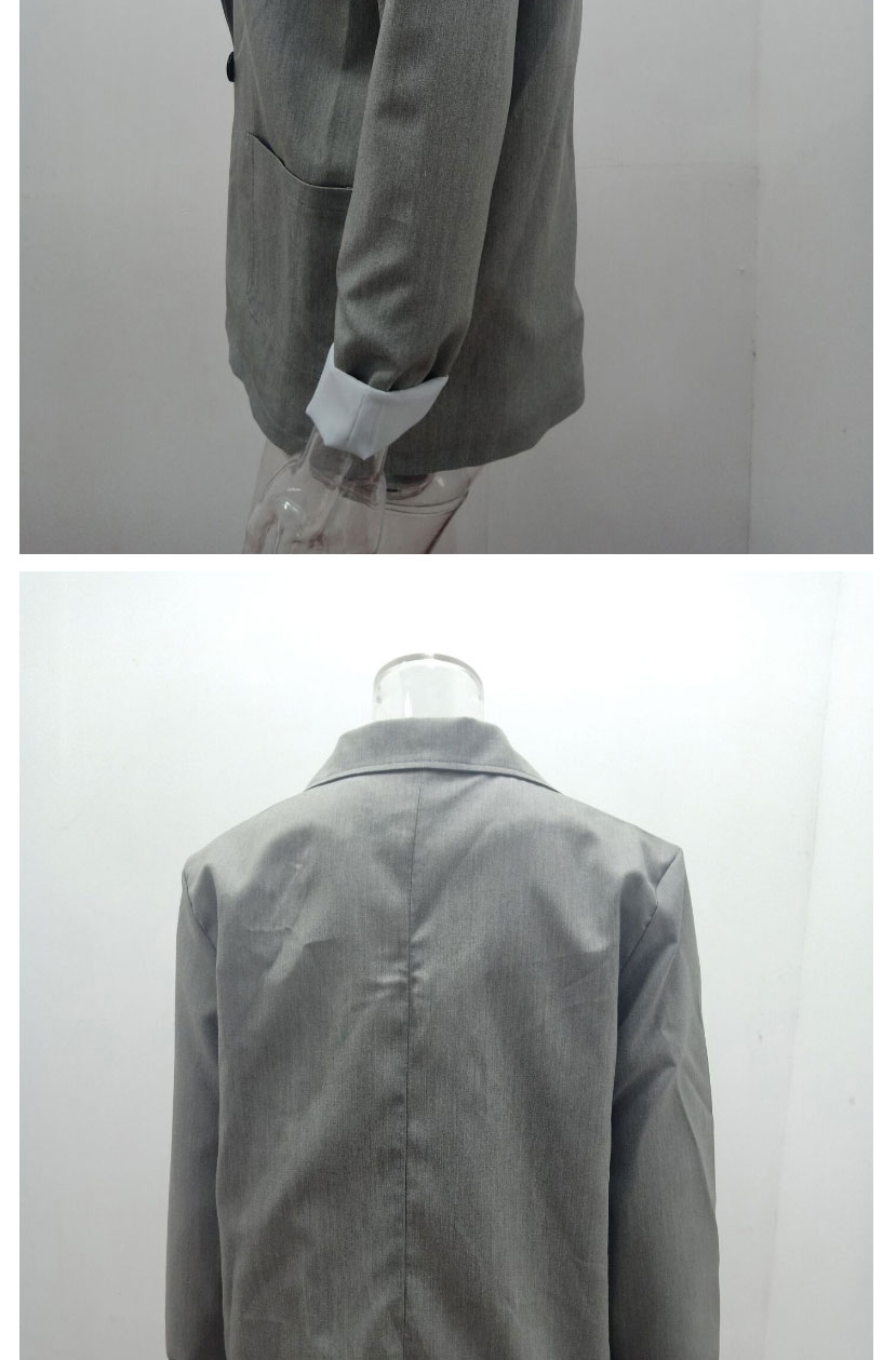 Fashion Grey Solid Color Single Button Blazer,Coat-Jacket