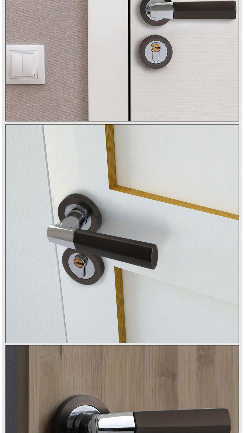 Fashion Pearl Black/chrome 7017- Zinc Alloy Geometric Door Handle,Household goods